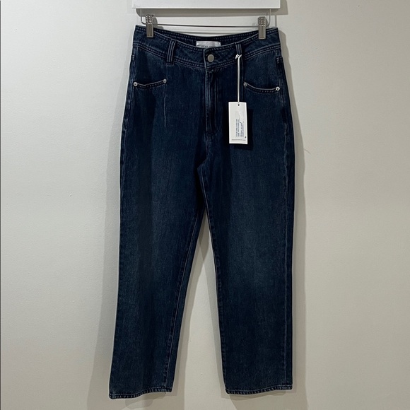 NWT Dear John Women’s Jeans Wide Leg Straight Leg 27 Dark Denim Stretchy Casual - Picture 2 of 9